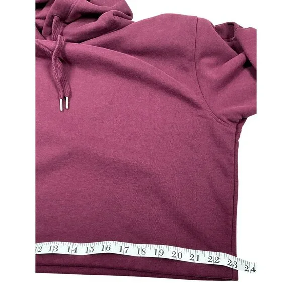 Calvin Klein Cropped Hoodie Sweatshirt- Burgundy - Size L - Picture 8 of 8